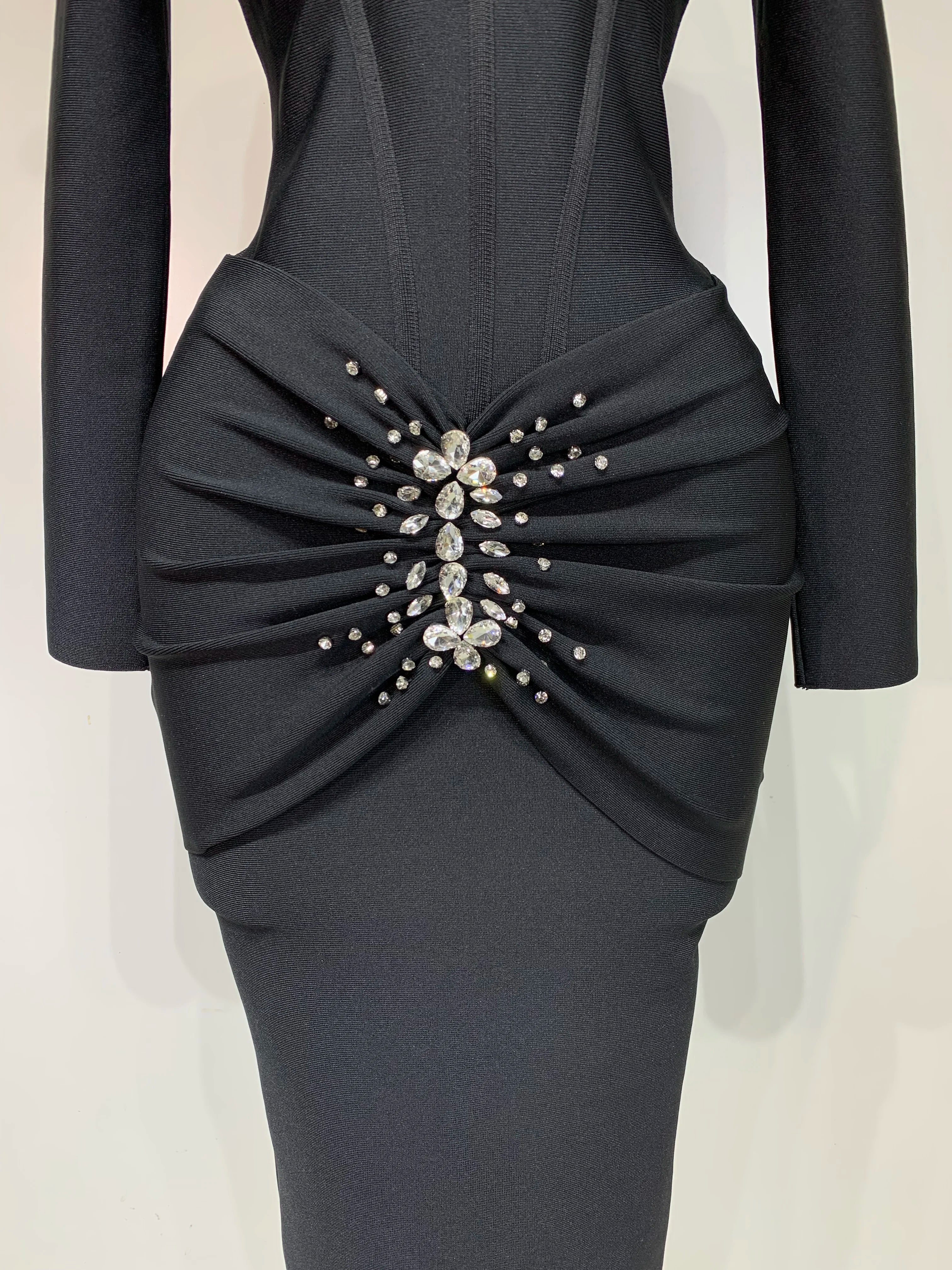 Women Sexy Luxury Sparkly Beading Bandage Dress 2025 Long Sleeve Bodycon Celebrity Party Elegant Evening Club Pary Dresses