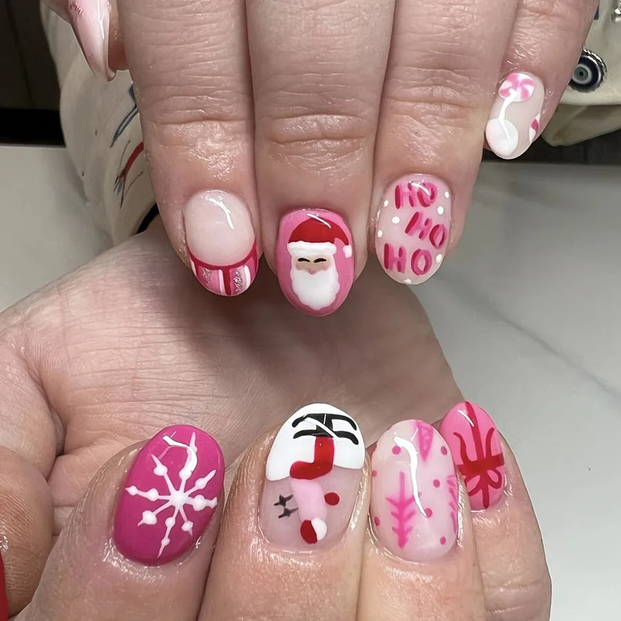 Pink Purple False Nails Y2K Press on Nails Full Cover French Ballet Fake Nails Tips for Women Girls Halloween Christmas Party