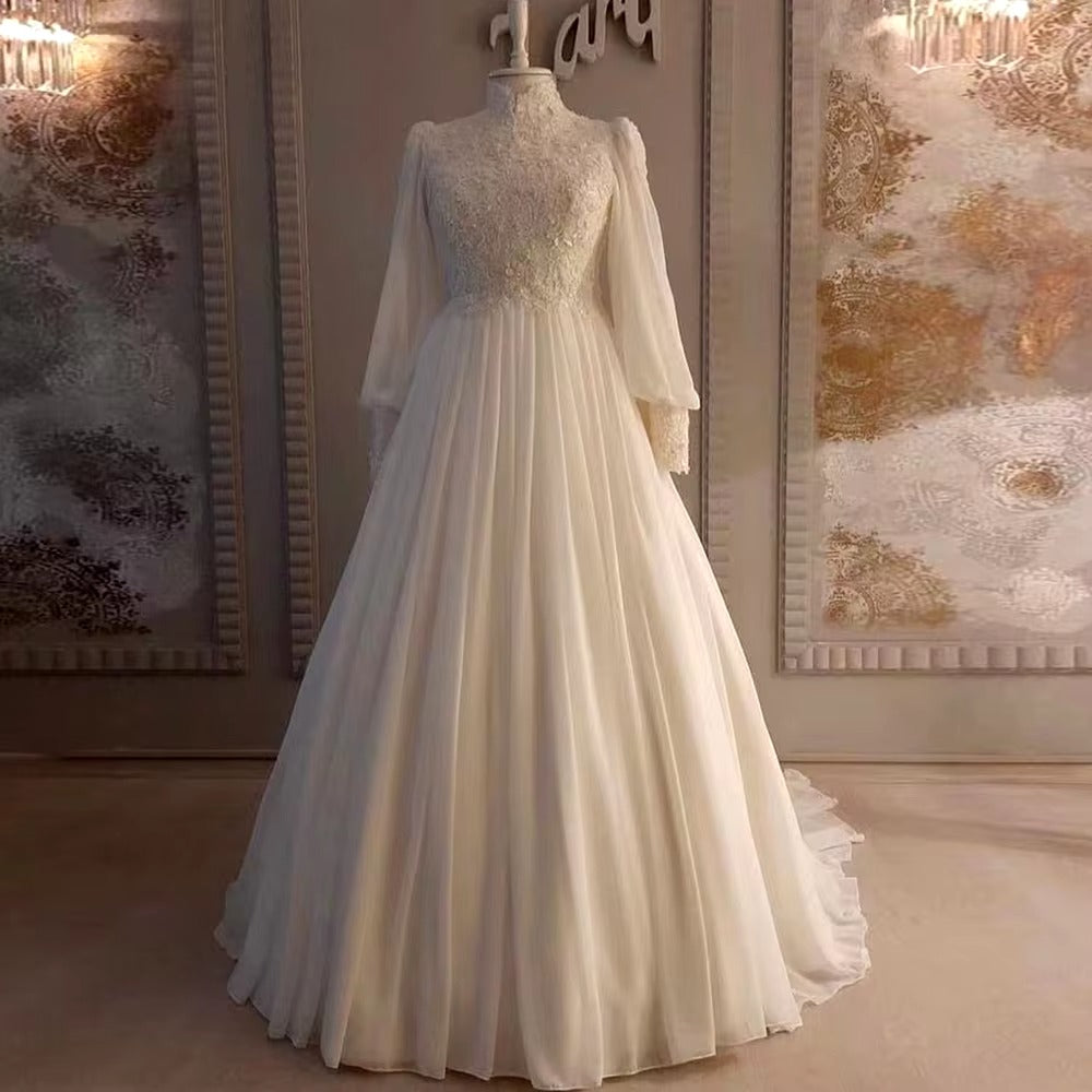 Abiti da sposa in pizzo musulmano abiti da sposa