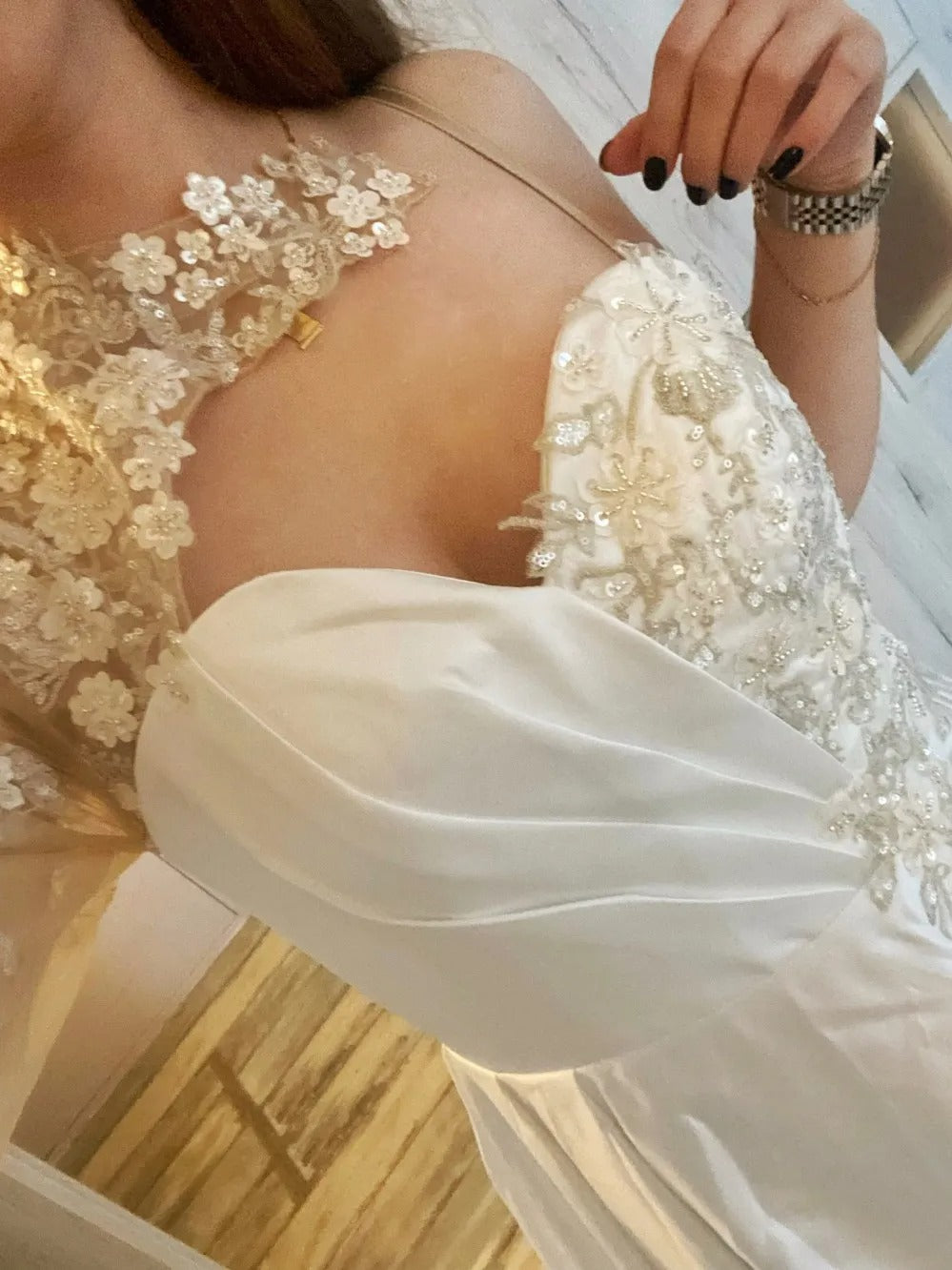 Private maßgeschneiderte Bodenlänge von der Schulterorganza Hochzeitskleid Elegantes Para Mujer Abiye садебное платье vestidos de Novia