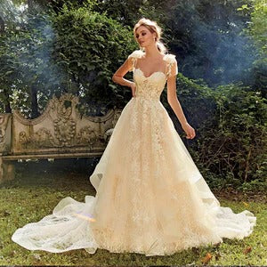 Abiti da sposa in tulle in stile moderno per donne creativi abiti da sposa da sposa a-line nuovi cravatta in pizzo