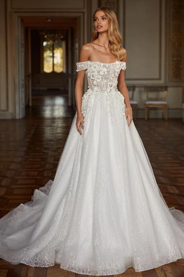 Splendida soffocità Pretty Nuove semplici appliques A-Line Sleevelezza Mopping Abito da sposa sexy Eleganti abiti da sposa senza schienale