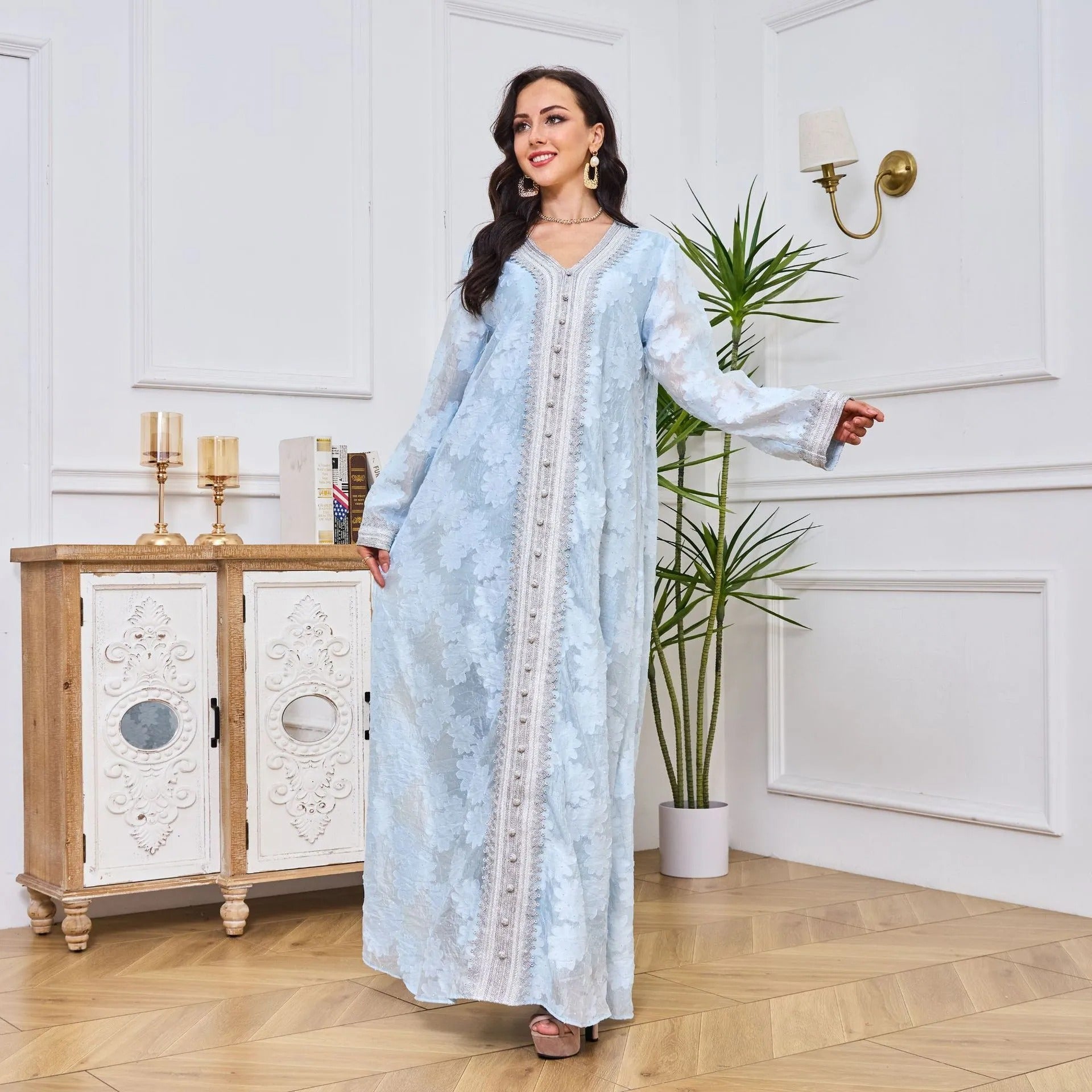 ABAYA ISLAMIC ISLAMIC IMPRINT TAP TRIM MANEIRA MANAGEM FELIA VESTIMENTOS CINELENTES DE VENÇA VELHA VENDELOS LONGOS PARA MULHERES ARÁBIA SAUDI