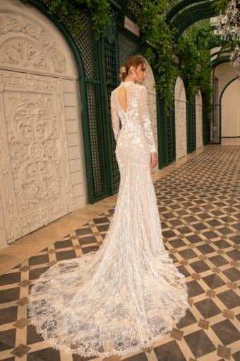 Exquisite Wedding Dresses For Women Sheath Mermaid Lace Appliques High Neck Bridal Dress Full Sleeves Vestidos De Novia