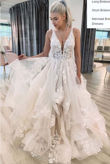 A Line Lace Bridal Gown With Tank Sleeve V Neck Long Wedding Dresses For Women Draped Bride Dress Robe De Marie