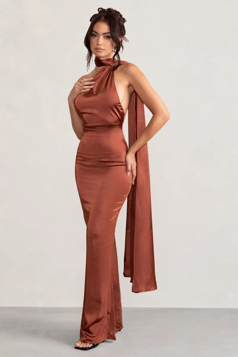 Eenvoudige zeemeermin bruidsmeisje trouwjurk sexy halter bruids backless jurk vestido de noiva elegante mouwloze vloerlengte