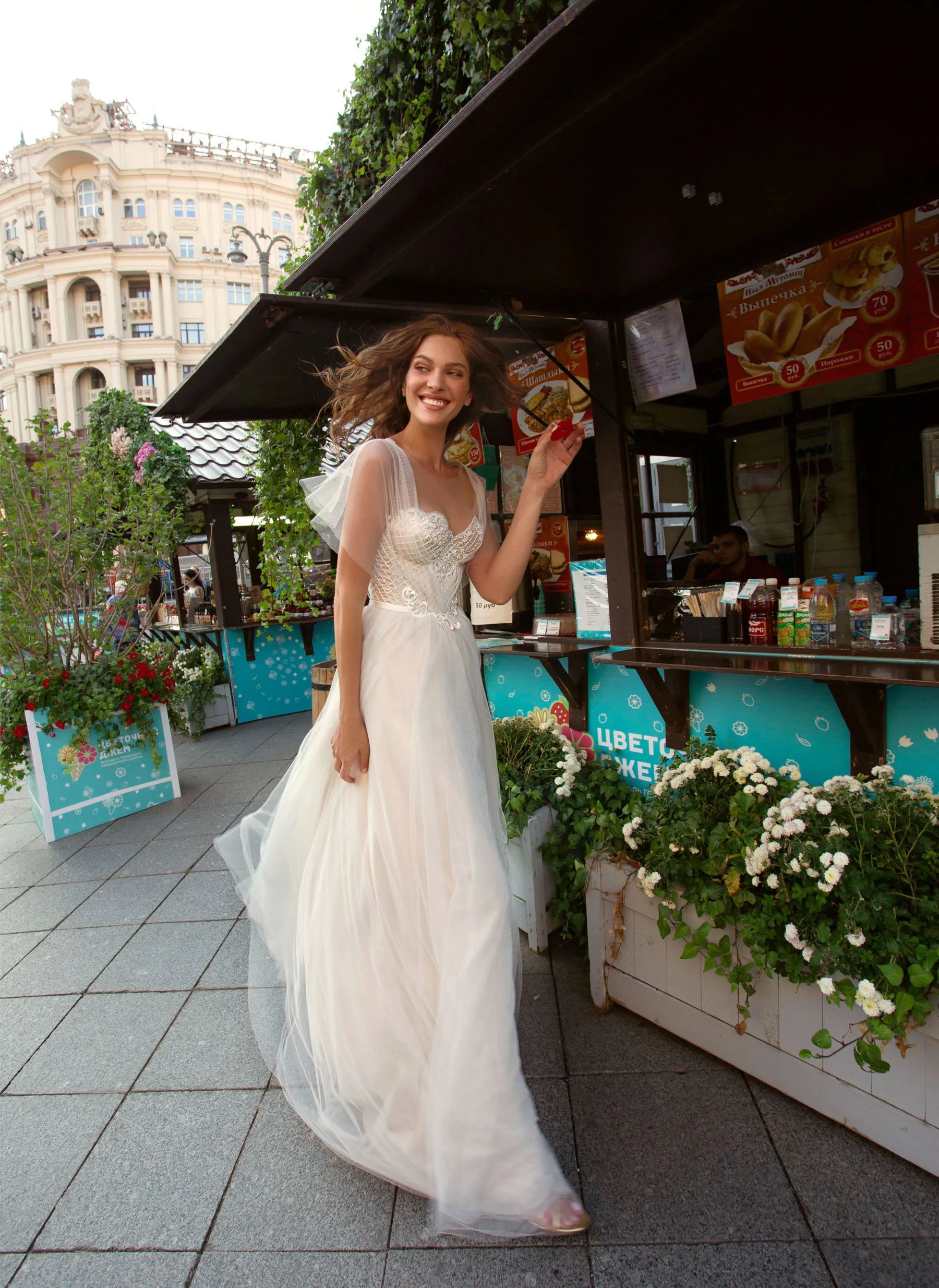 Vestidos De Novia sencillos, ilusión De tul, Vestidos De Novia con gradas, mangas casquillo, Vestidos De baile acampanados, elegantes Vestidos Vintage De Novia 