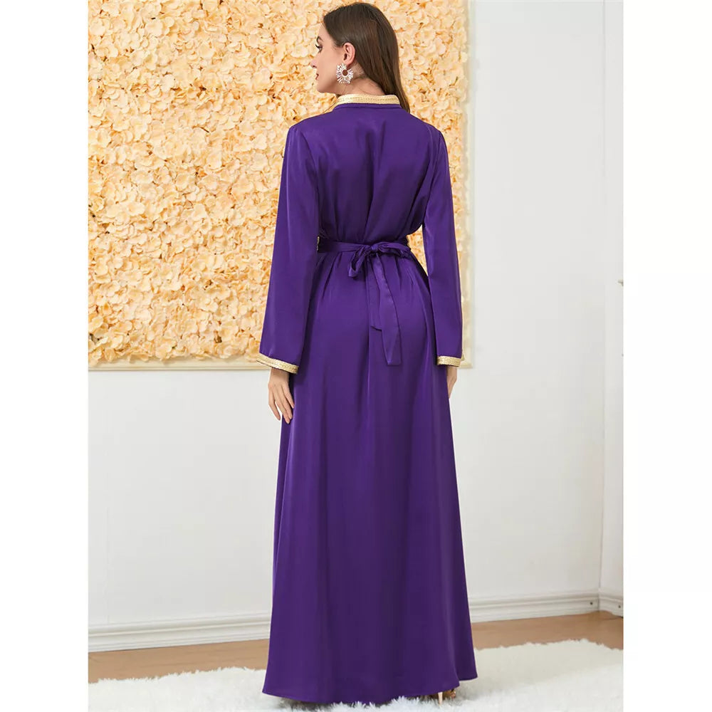 Moda muçulmana de duas peças Jilbab Robe Apliques Winter abaya e colete de vestido comprido sobregarents islâmicos mulheres marroquinas caftan