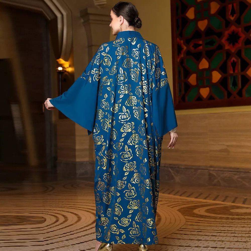 Baju – Kimono ample et décontracté pour femmes musulmanes, imprimé Vintage, Abaya, manches Dolman, ceinture, Robes religieuses, vêtements du Ramadan, 2023