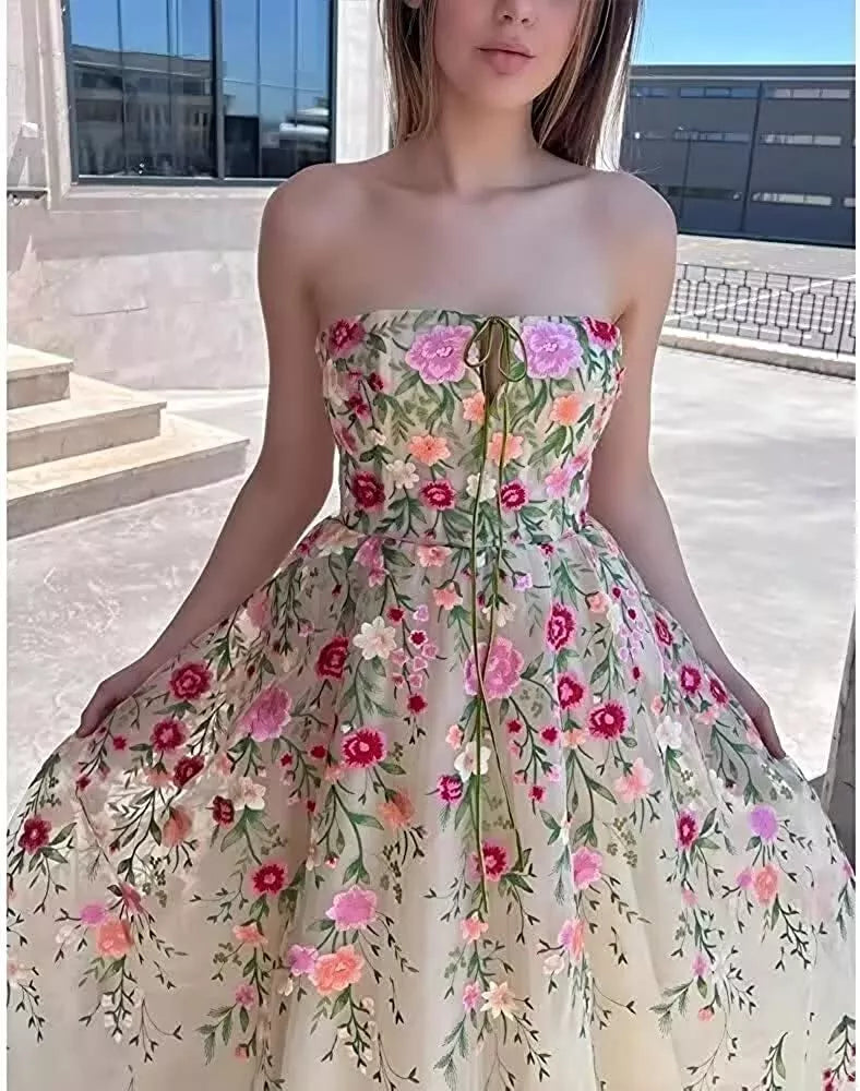 Lucy Line A Evening Gown Prom Women's Luxury Party Dress Es Gala Dresses Woman for Party Cocktail Flowers Elegant Gowns