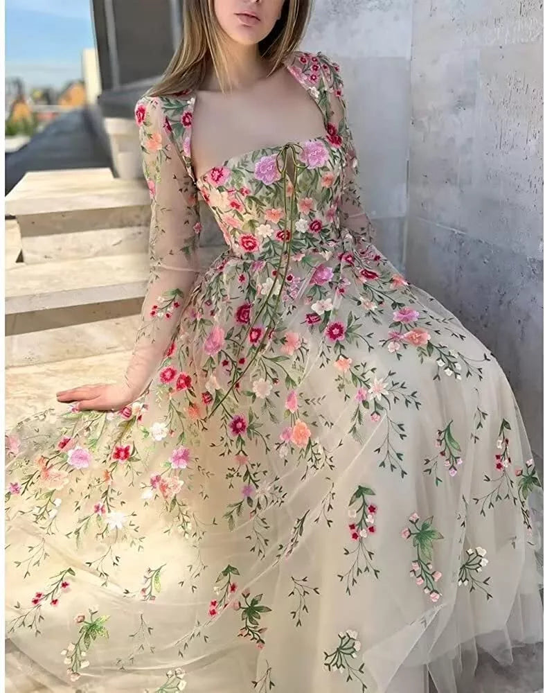 Lucy Line A Evening Gown Prom Women's Luxury Party Dress Es Gala Dresses Woman for Party Cocktail Flowers Elegant Gowns