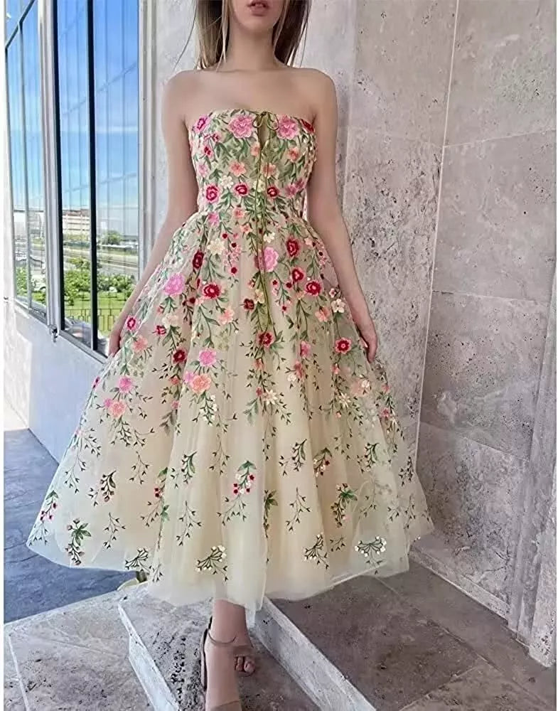 Lucy Line A Evening Gown Prom Women's Luxury Party Dress Es Gala Dresses Woman for Party Cocktail Flowers Elegant Gowns