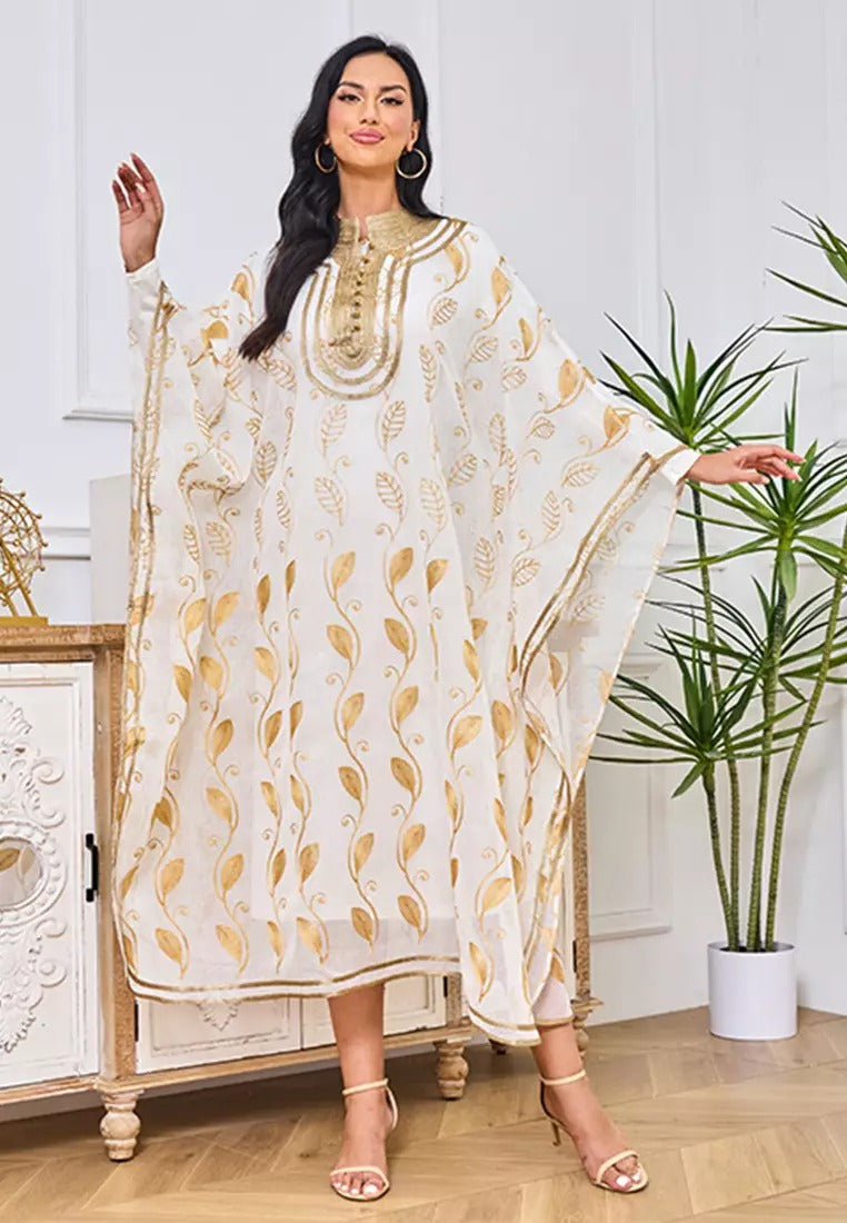 Maillot de corps musulman élégant avec broderie florale, ensemble de 2 pièces avec garniture à bande, vêtements pour femmes, dubaï Abaya, Robe caftan arabe