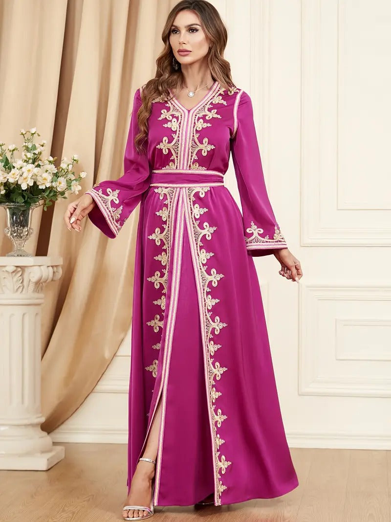 Jalabiyat Abaya femminile etnico kuwaitiani per abito caftan con cinghia di pannelli con cinghia solido dubai