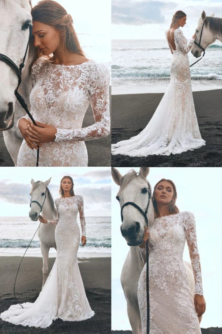 Abiti da sposa sexy con sirene per la sirena di pizzo eleganti abiti da sposa boho da sposa da sposa da sposa