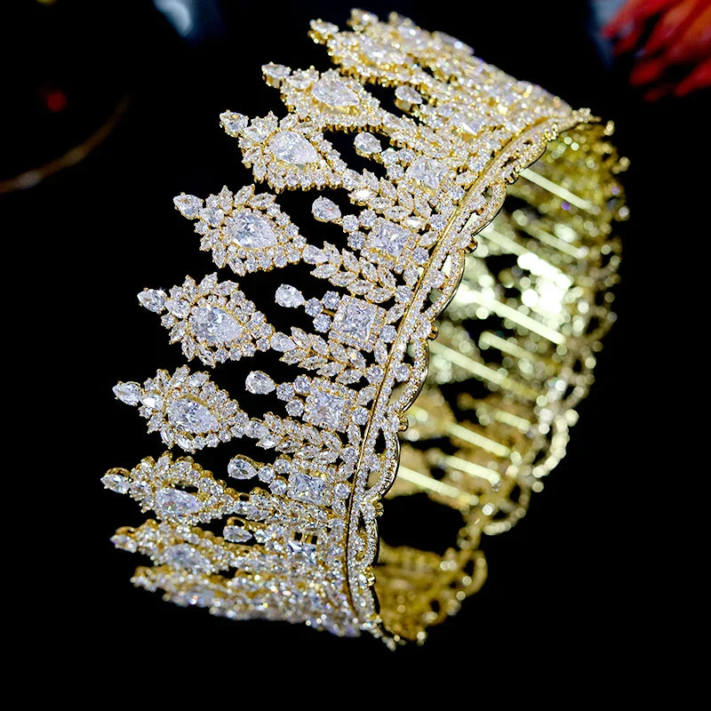 Luxury Bridal Hair Accessories Ladies Wedding Tiaras and Crowns Stage Awards Round Queen Crown Retro Men's Crown A00901 Gold-color