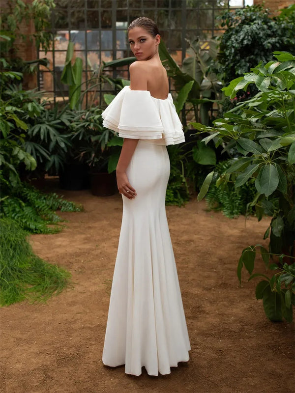 Bateau Slim Mermaid Wedding Dresses Natural Floor Length Custom Made Long Bridal Gowns Spring Long Robe De Mariee