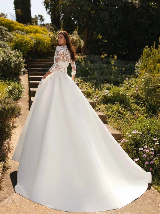 Simple Charming Wedding Dresses With Detachable Suit Sweetheart Satin Bridal Gowns Vintage Vestidos De Novia 2024 Appliques