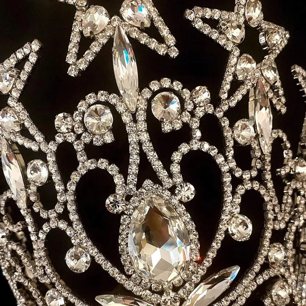 Stonefans creux reine grande couronne de strass étoile diadème pour les femmes fête de mariage Baroque cristal couronne de mariée cheveux bijoux cadeau 