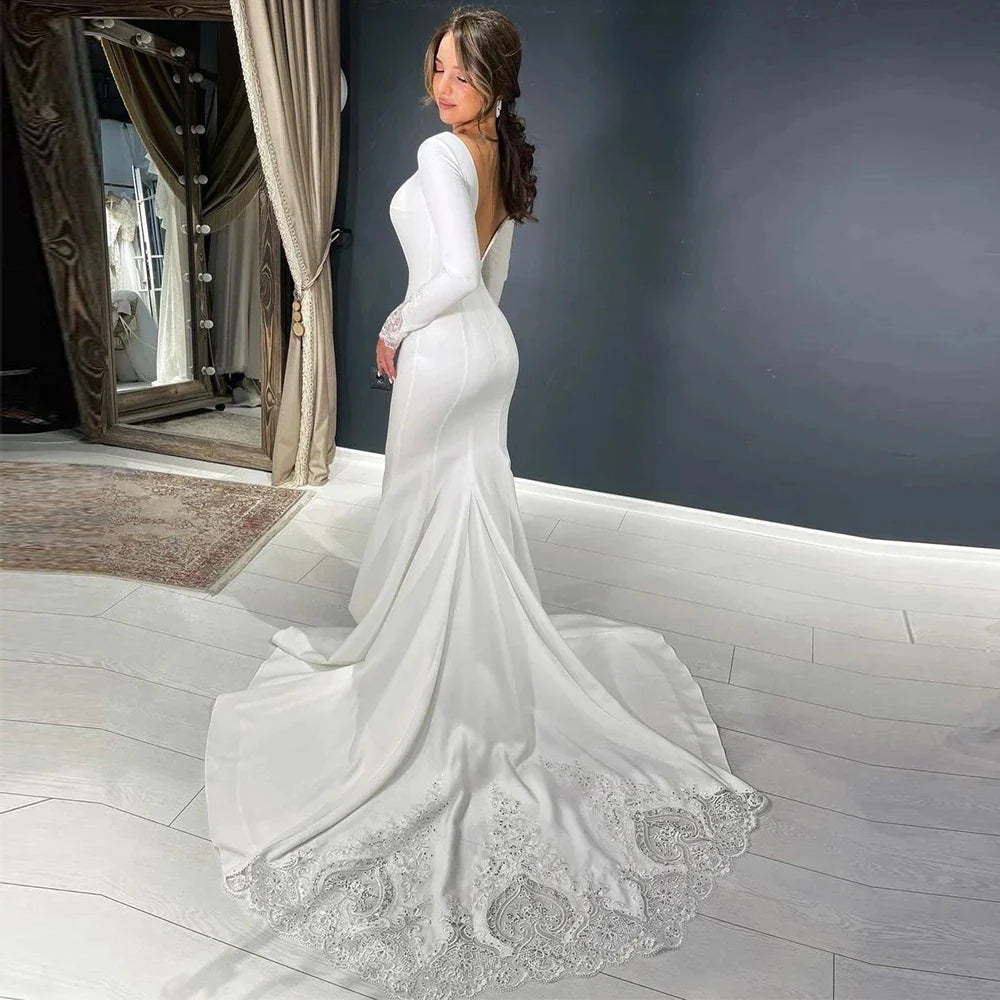 Lussuoso sexy sirena in raso in raso marciapiedi di abiti da sposa per pavimento abiti da sposa abiti da sposa personalizzati personalizzati personalizzati personalizzati