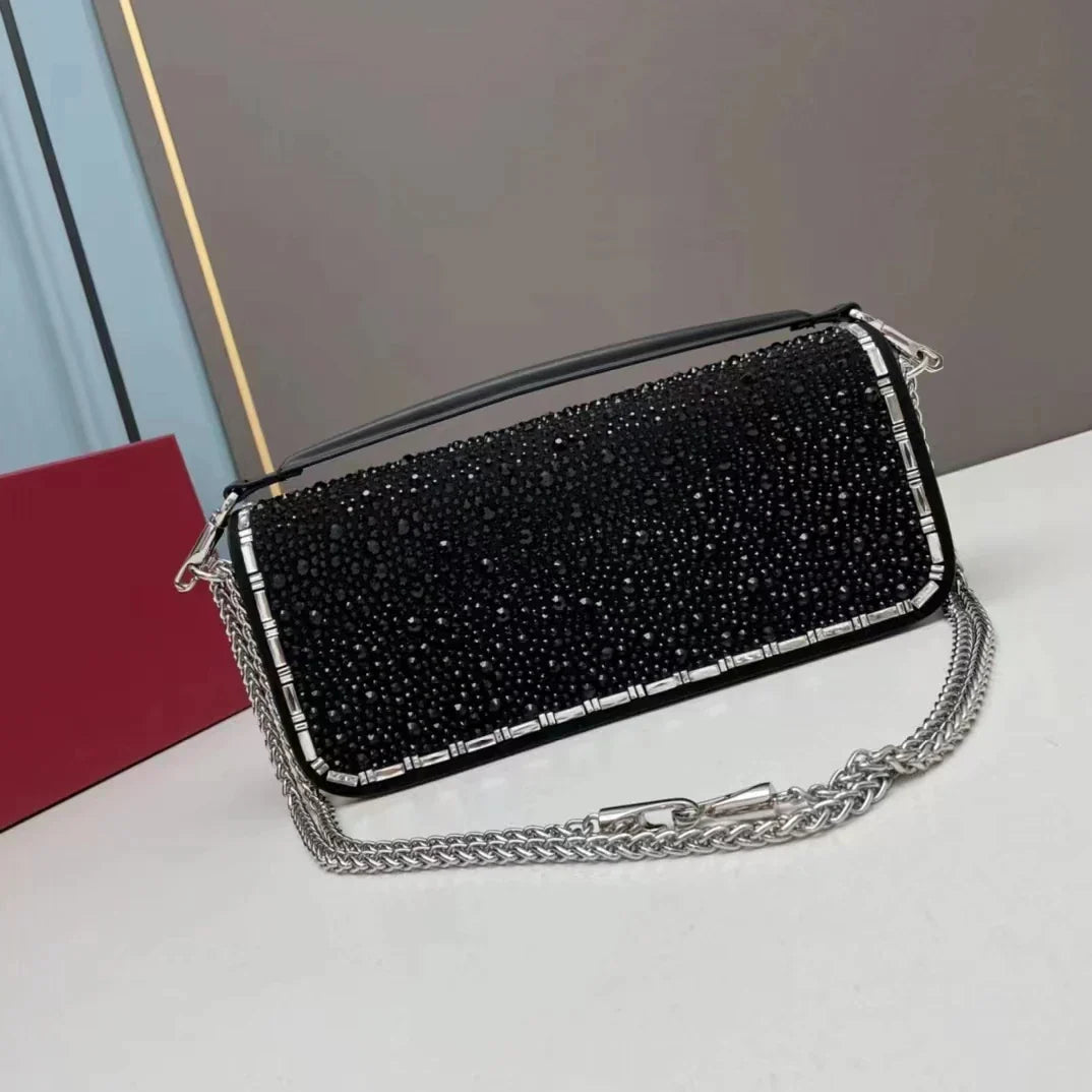 Bolso colgado al hombro multifuncional de alta tecnología de metal con diamantes de cristal de lujo a la moda del diseñador 