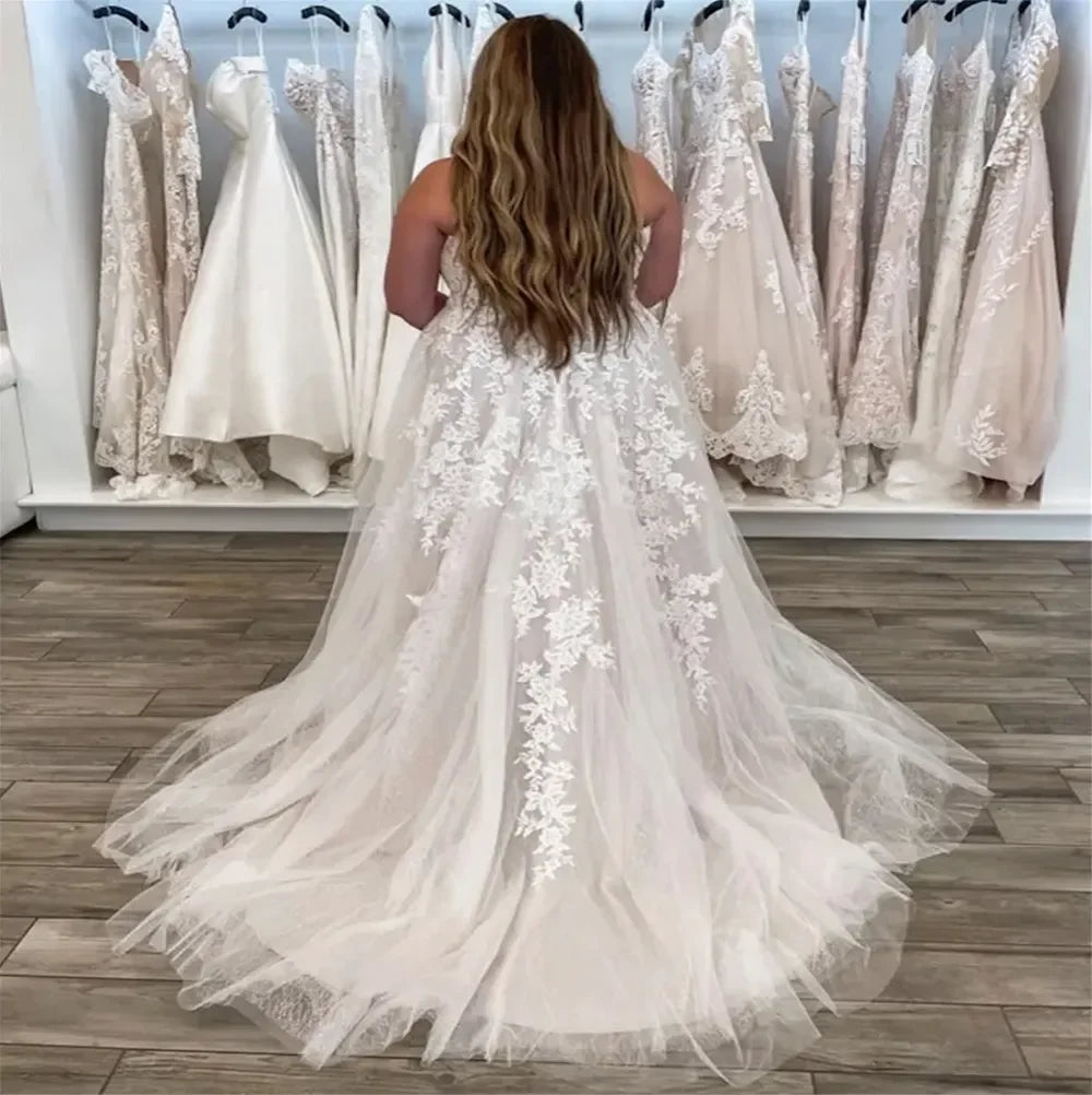 Grande taille Boho robe de mariée Appliques dentelle pays robe de mariée femmes élégantes pays civil plage robe de mariée vestidos de novia 