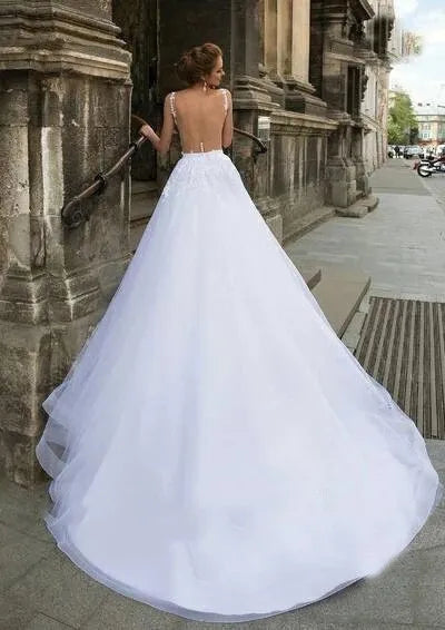 Abiti da sposa a sirena bianca graziosa treno staccabile 3 in 1 applique in pizzo APPLICA SHEER NACKAL ABITO BACCHIO NEGLI SENZA SENZA DEI MARIÉE